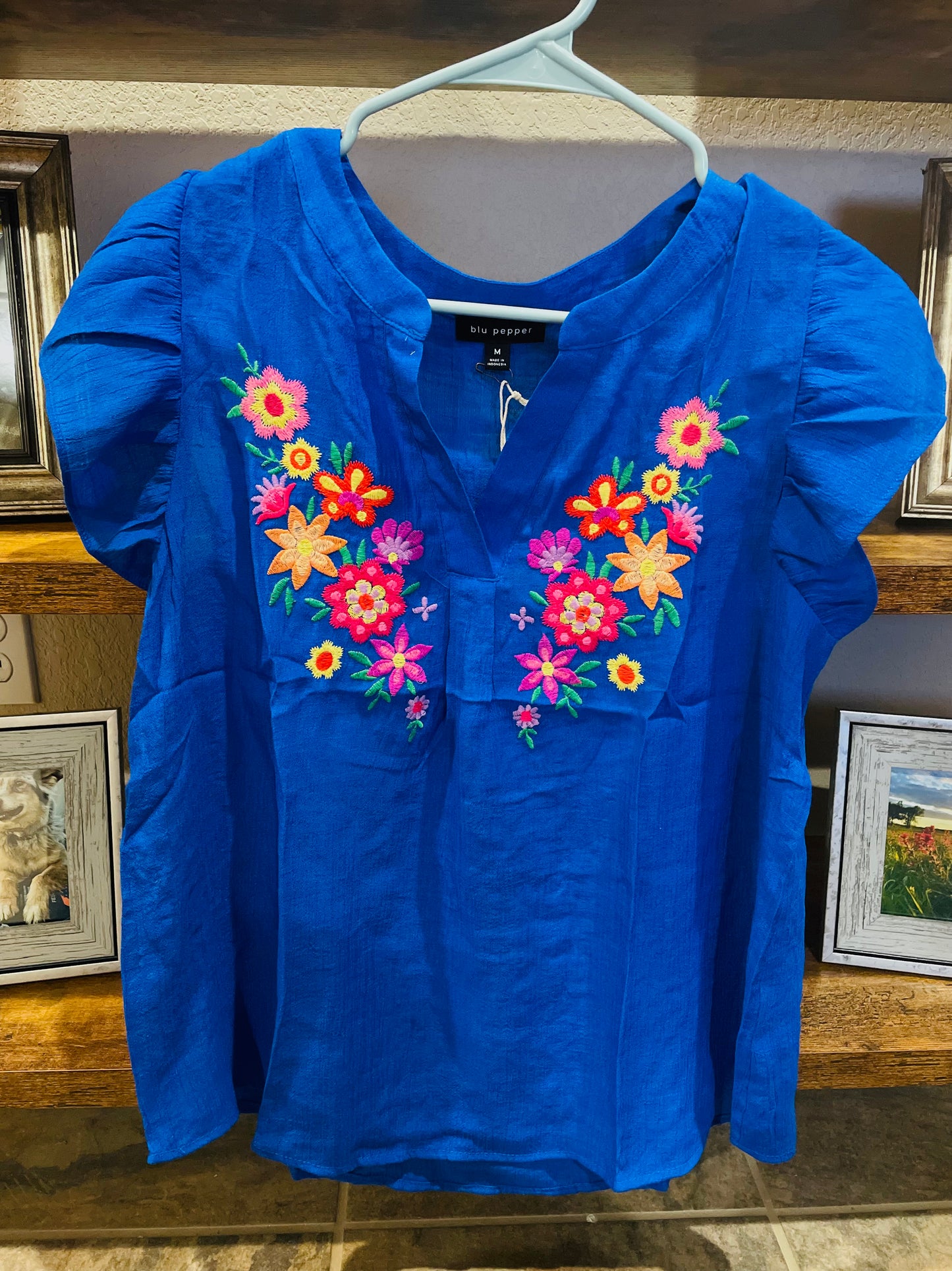 Royal Blue Flutter Sleeve Top