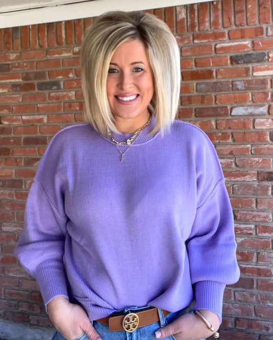 Lavendar Balloon Sleeve Sweater