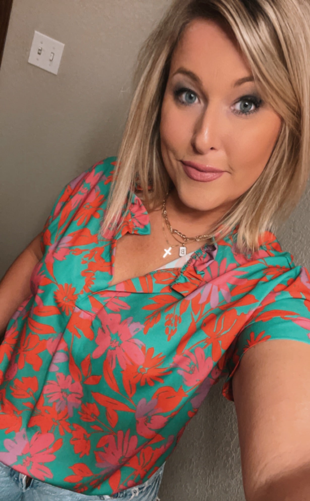 Kelly Green Floral Top